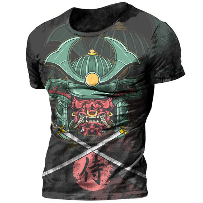 ETST 07 Zomer Mode Cool Japanse Samurai Mannen T-shirt 3D Gedrukt Persoonlijkheid Streetwear Hip Hop Harajuku O-hals Korte Mouw Tees 3XL