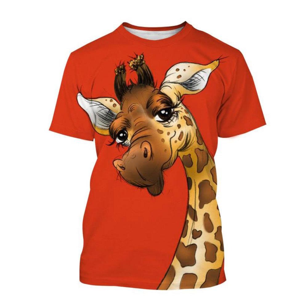 Xuhaijian02 Mode Grappige Cartoon Dier Giraffe grafische t-shirts Voor Mannen Zomer Trend Casual Leuke Harajuku Gedrukt Ronde Hals Korte Mouw 6XL