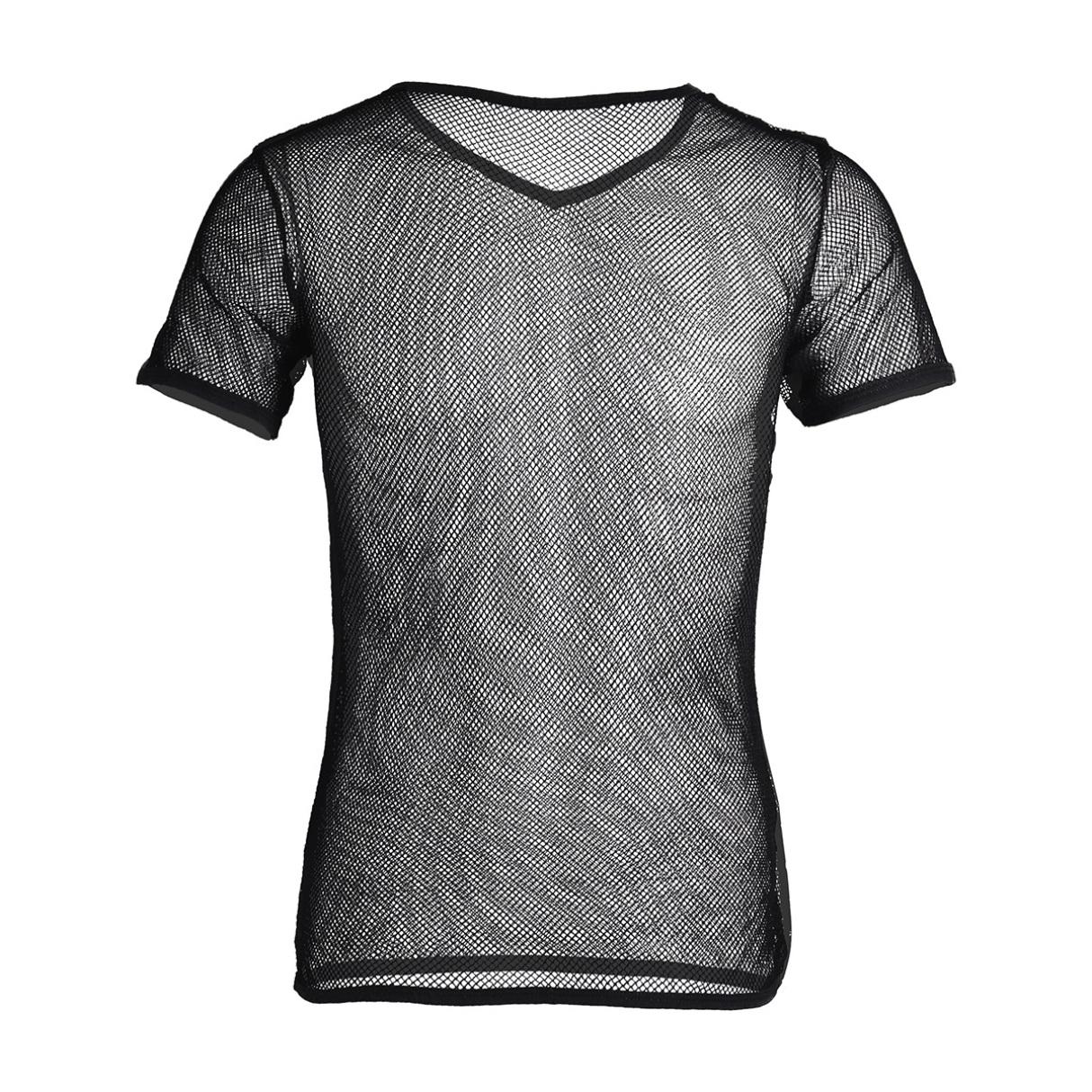 Inlzdz Heren Mesh Tops met korte mouwen Gym Wear Spier T-shirt Sport T-shirts XXXL zwart