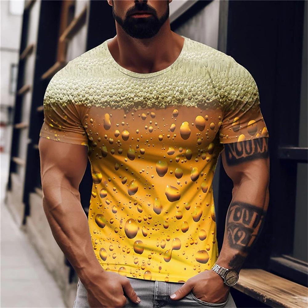 Kukebang Heren T-shirt 3d gedrukt bier T-shirt voor mannen grappige heren shirt casual zomer streetwear unisex t-shirt top herenkleding XL
