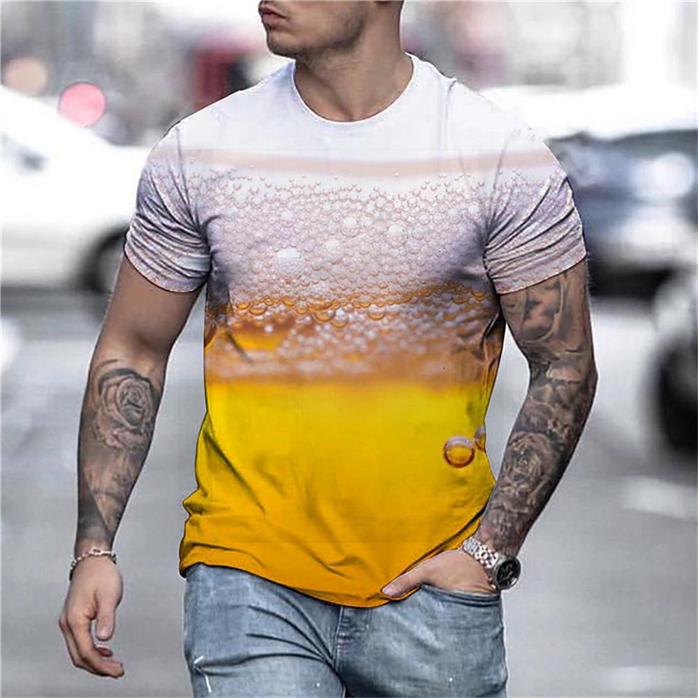 Kukebang Heren T-shirt 3d gedrukt bier T-shirt voor mannen grappige heren shirt casual zomer streetwear unisex t-shirt top herenkleding XL