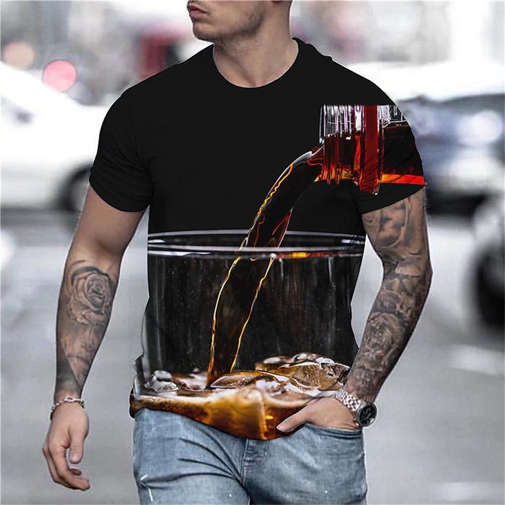 Kukebang Heren T-shirt 3d gedrukt bier T-shirt voor mannen grappige heren shirt casual zomer streetwear unisex t-shirt top herenkleding M