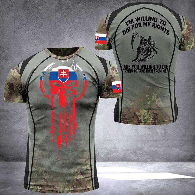 ETST WENDY 005 Slowakije Militair Heren T-shirt Veteranen Soldaat Print Dagelijks Casual Top Tees O Hals Korte Mouw Oversized Herenkleding L