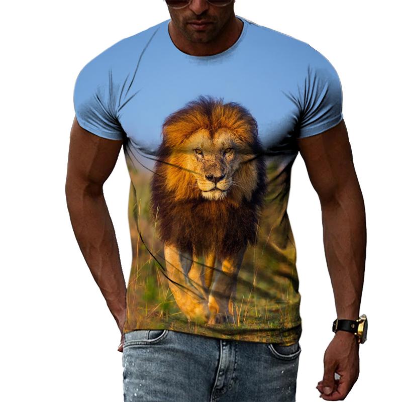 ETST WENDY 05 Zomer Creatieve Leeuw Ontwerp Mode Mannen T-shirt 3D Casual Hip Hop harajuku Ronde Hals Print grafische t-shirts met Korte mouwen 6XL