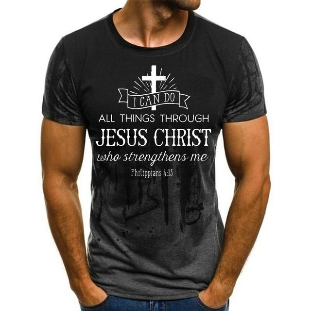 Baibao QIQI Zomer Heren Jezus Christus Kruis 3D Print Korte Mouw Casual All-Match Mode T-shirt Oversized Ronde Hals T-shirt S