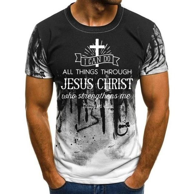 Baibao QIQI Zomer Heren Jezus Christus Kruis 3D Print Korte Mouw Casual All-Match Mode T-shirt Oversized Ronde Hals T-shirt M
