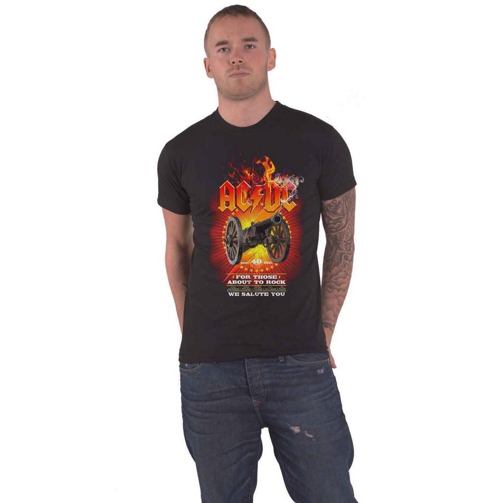 AC/DC unisex volwassene voor degenen die op het punt staan ​​om 40th Flames katoenen T-shirt te rocken L zwart