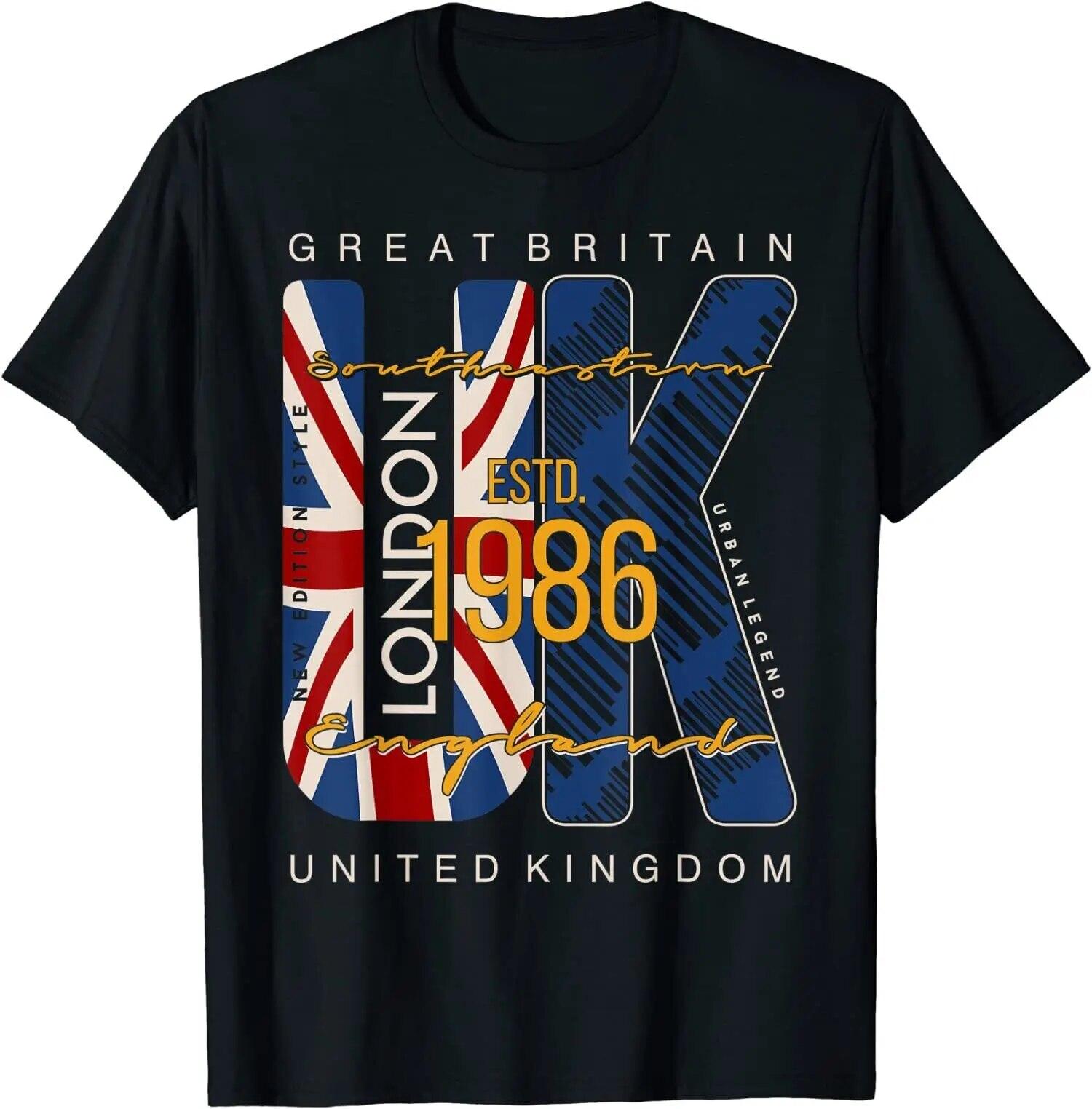 Kukebang Groot-Brittannië Londen Verenigd Koninkrijk Gift hipster mannen 3d print merk casual streetwear harajuku fashion o-hals t-shirt 4XL zwart