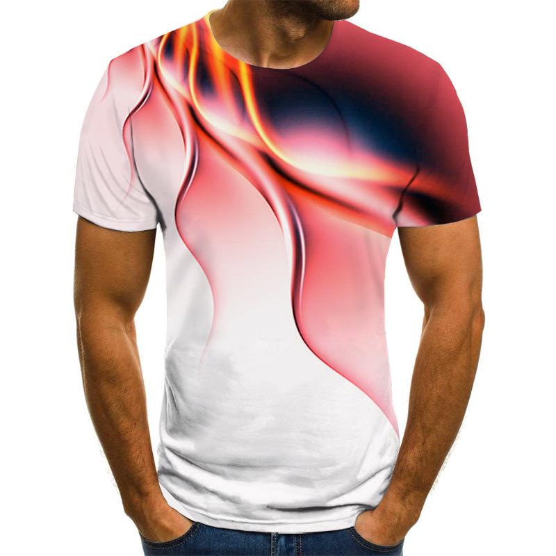 ForYourBeauty Heren 3D Fun Bedrukte T-shirts Trendy Bliksem Grafische Korte Mouw Tops Casual Zomer Tees Mannen Plus Size S-6XL 6XL rood