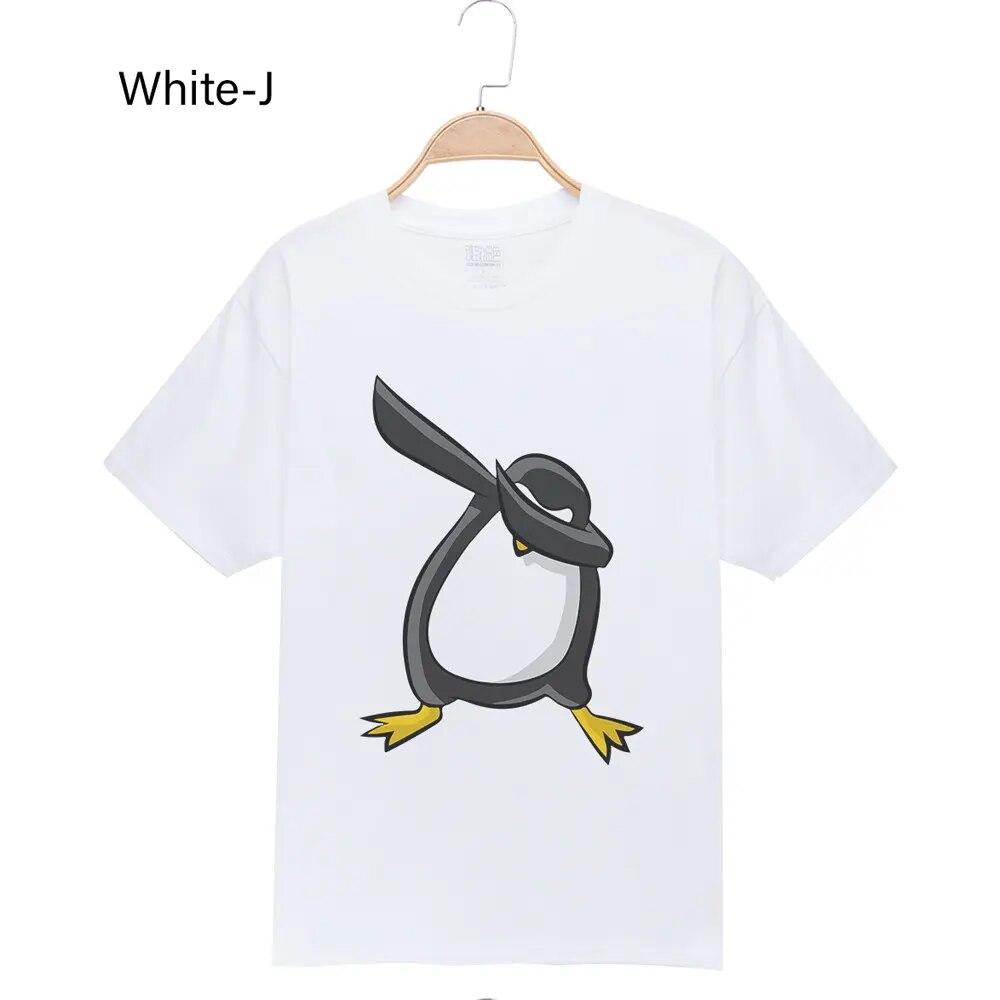 YSM Cotton Tshirt Heren T-shirt Penguin 100 Katoen O-hals Heren Wit Mode Grappig Print T-shirt M wit