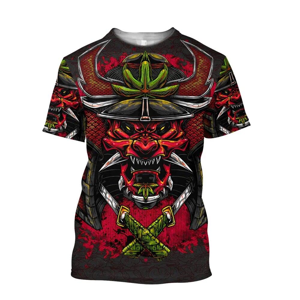 Bobby 2 Fashion Cool Samurai Masker grafische t-shirts Zomer Nieuwe 3D Gedrukt Mannen T-shirts Persoonlijkheid Casual Ronde Hals streetwear Tees top 6XL