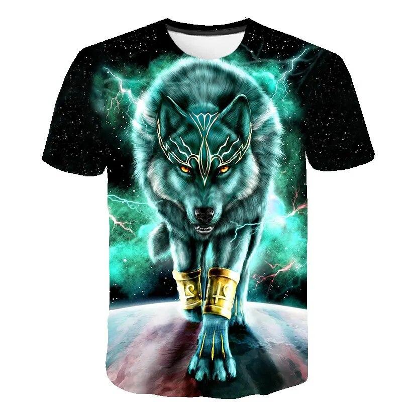 Xin nan zhuang Animal Wolf Zomer Mannen t-shirt 3D Korte Mouwen Leisure Animal Wolf T-shirt Mode Bedrukte T-shirt Mode S