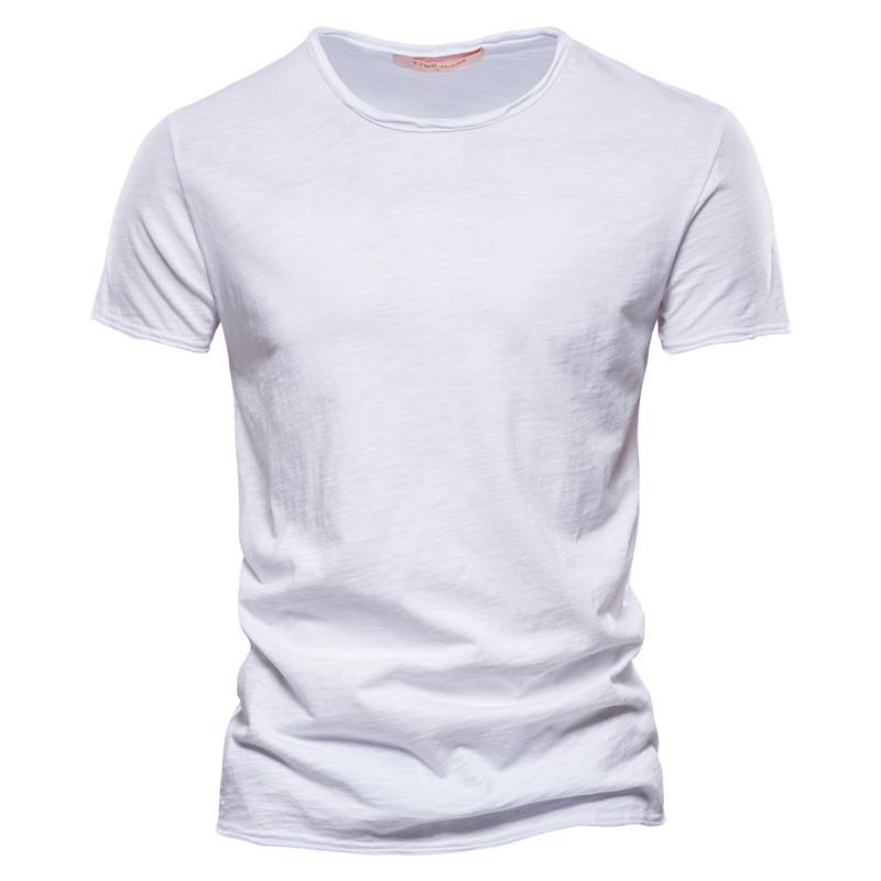 HerSight Zomer heren effen kleur bamboe knoop katoen O-hals korte mouw T-shirt puur katoen herenkleding 4XL