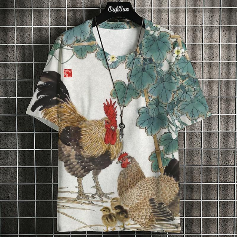 ETST 03 Zomer Korte Mouw Harajuku Print Aniam T-shirt Voor Mannen O-hals Oversized Trui Mode Streetwear Mode Herenkleding 3XL