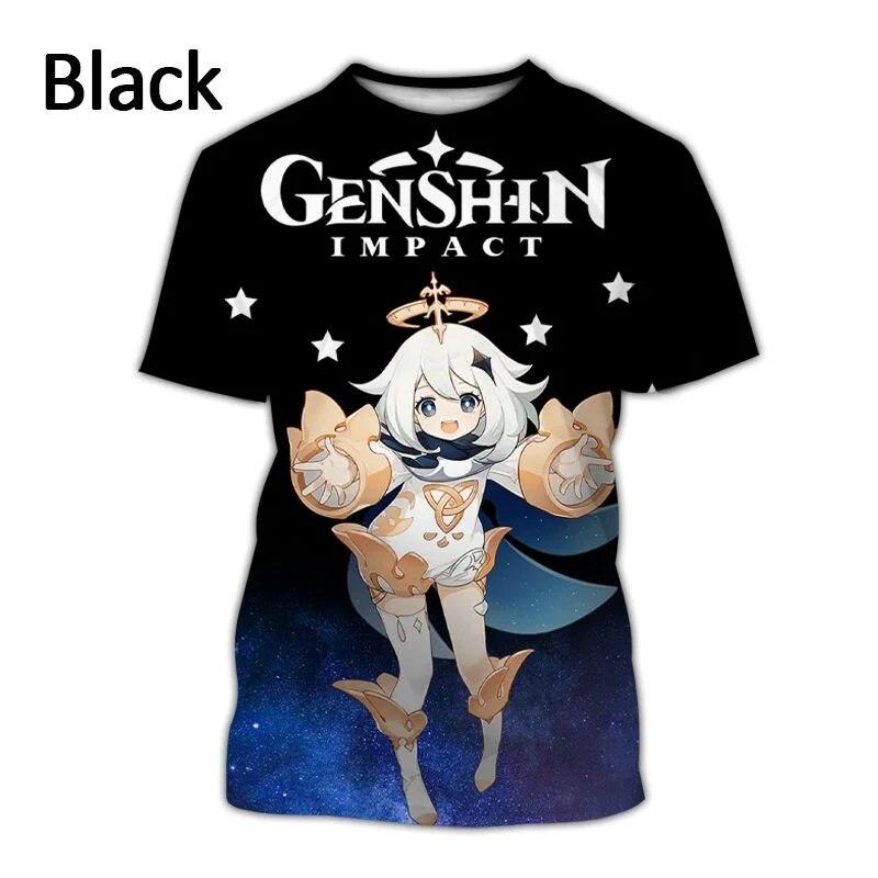 Xin nan zhuang Zomer Genshin Impact 3D Gedrukt T-shirt Mannen En Vrouwen Anime Shirts Casual Fashion Cool Ronde Hals Korte Mouwen XS
