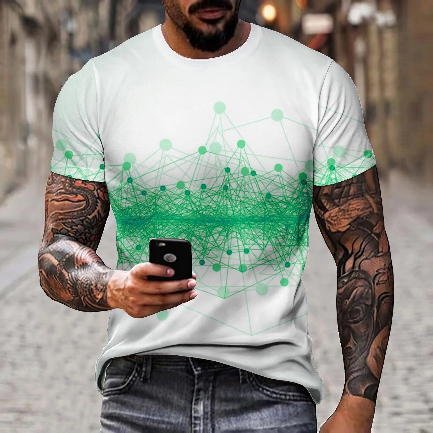 Bobby 2 Heren artistieke kleur entertainment game controller patroon lijn splitsen T-shirt 3D-printen casual korte mouwen modieuze pe 6XL