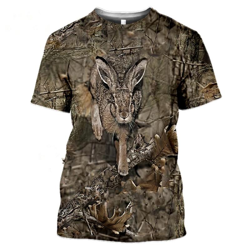 Nihao Explosieve camouflage jachtdier konijn heren zomer casual grote maat 3D T-shirt straatmode korte mouwen pullover T-shirt 4XL