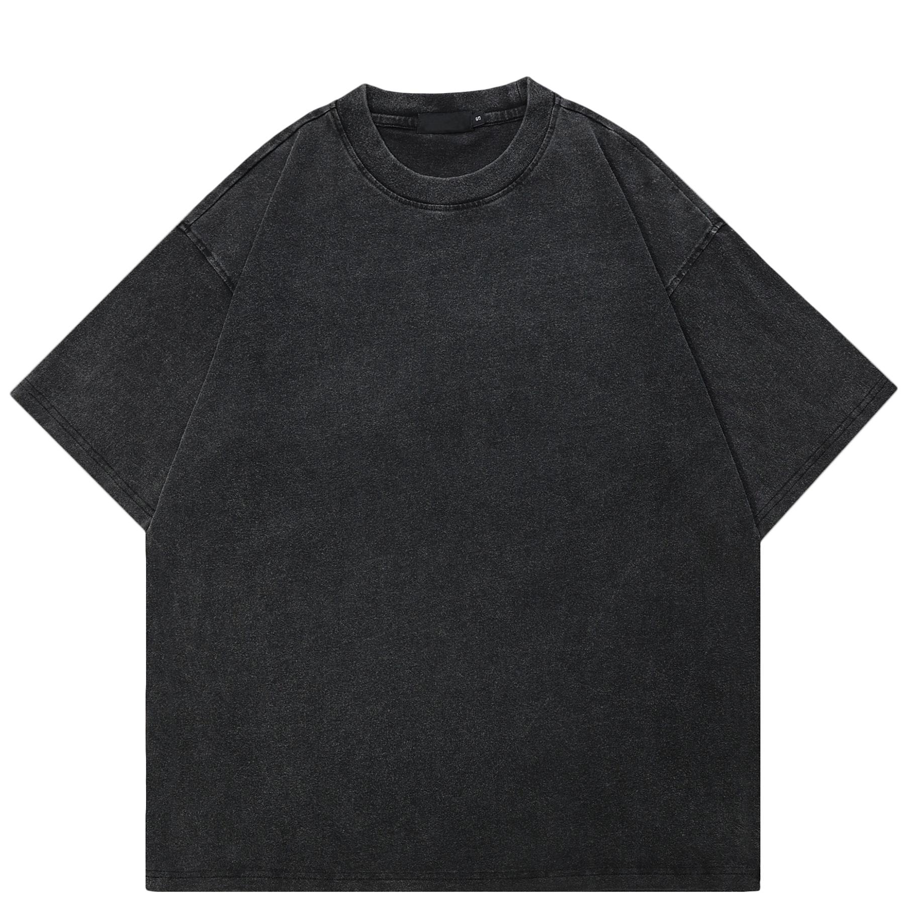 AKIN QUARTER 24 2024 streetwear retro zwart effen kleur unisex T-shirt XXL zwart
