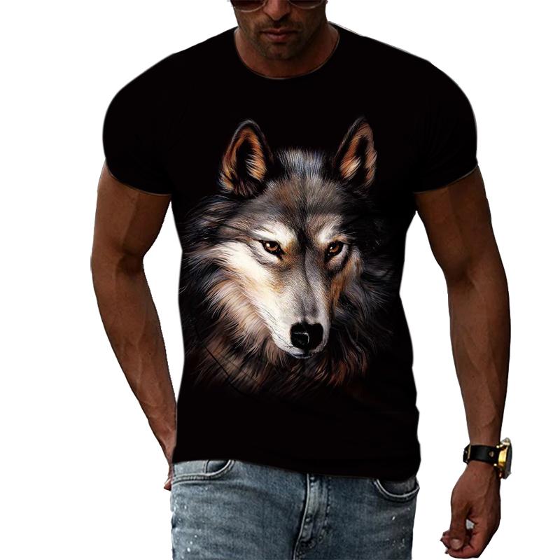 HerSight Lente Zomer Tops Mannen Plus Size Kleding Dier 3D Print T-shirt Paar Wolf Patroon Tees O Hals Korte mouw Top Ademende Man Shirts L