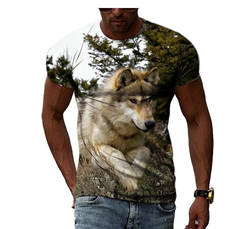 HerSight Lente Zomer Tops Mannen Plus Size Kleding Dier 3D Print T-shirt Paar Wolf Patroon Tees O Hals Korte mouw Top Ademende Man Shirts XL