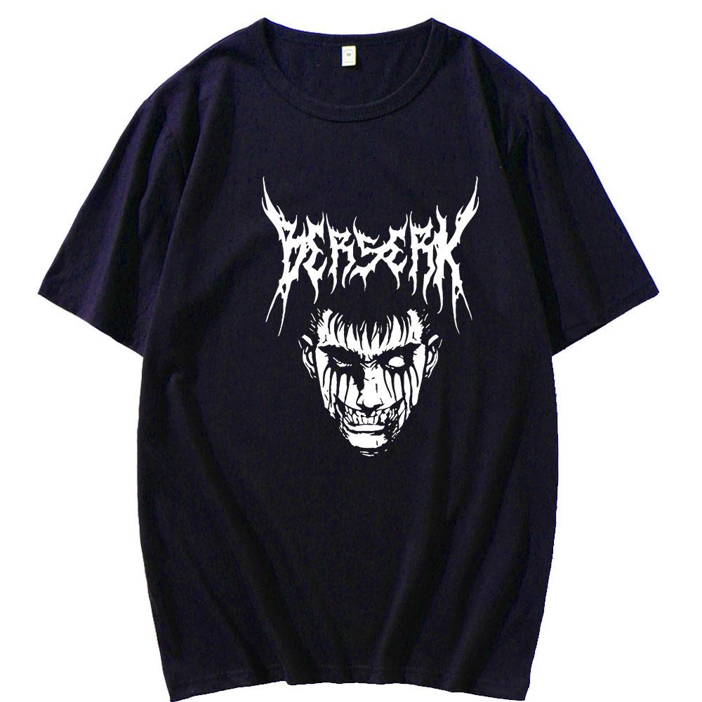 WE BELIEVE 2024 Heren Dark Berserk Anime T-shirt Heren Korte Mouw Manga T-shirt Uitgelicht Ademend Oversized Patroon Print Casual T-shirts Plus Size Top 3XL marineblauwe kleur