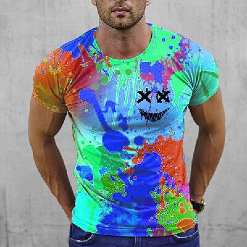 ETST 07 Heren T-shirt Tee Grafische Regenboog Ronde Hals Kleding Kleding 3D Print Buiten Dagelijks Korte Mouw Print Modeontwerper Vintage S