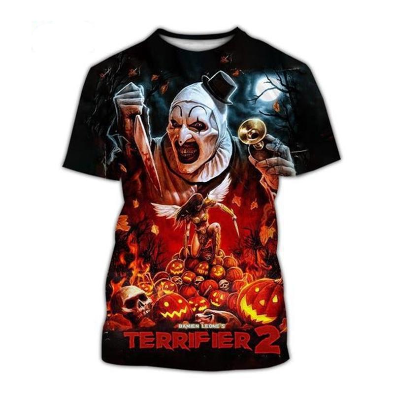 Xin nan zhuang Horrorfilm Terrifiel 3D-geprinte heren casual mode zomer thriller Halloween korte mouwen hiphop grappig cool T-shirt tops XXL