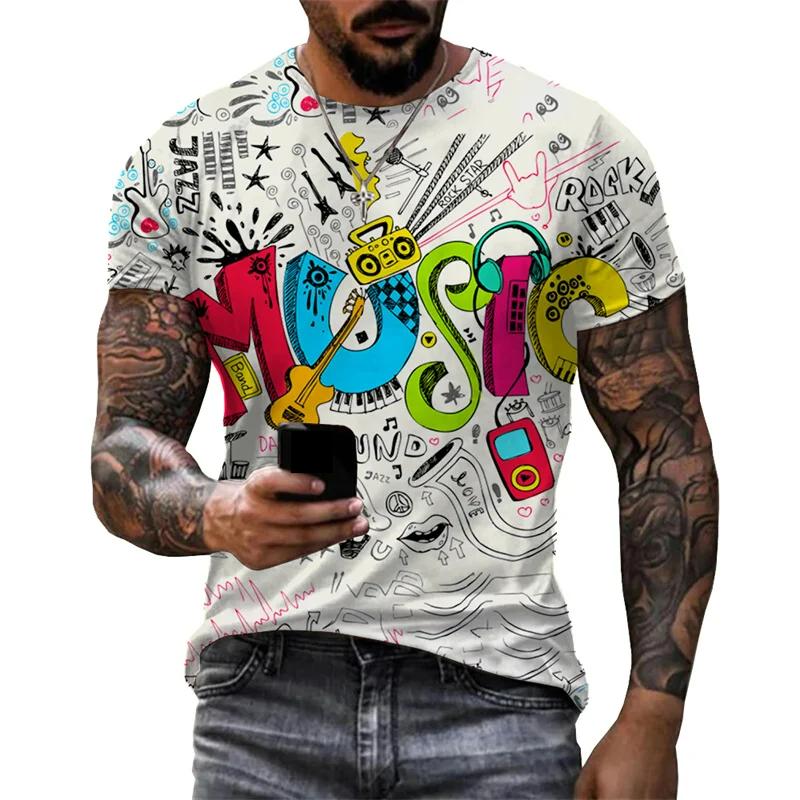 Transmission of love Mode DJ T-shirt voor heren 3D-print T-shirts Disco Korte mouw Zomer Herenkleding Feesttops Casual T-shirt Hiphop Streetwear XS