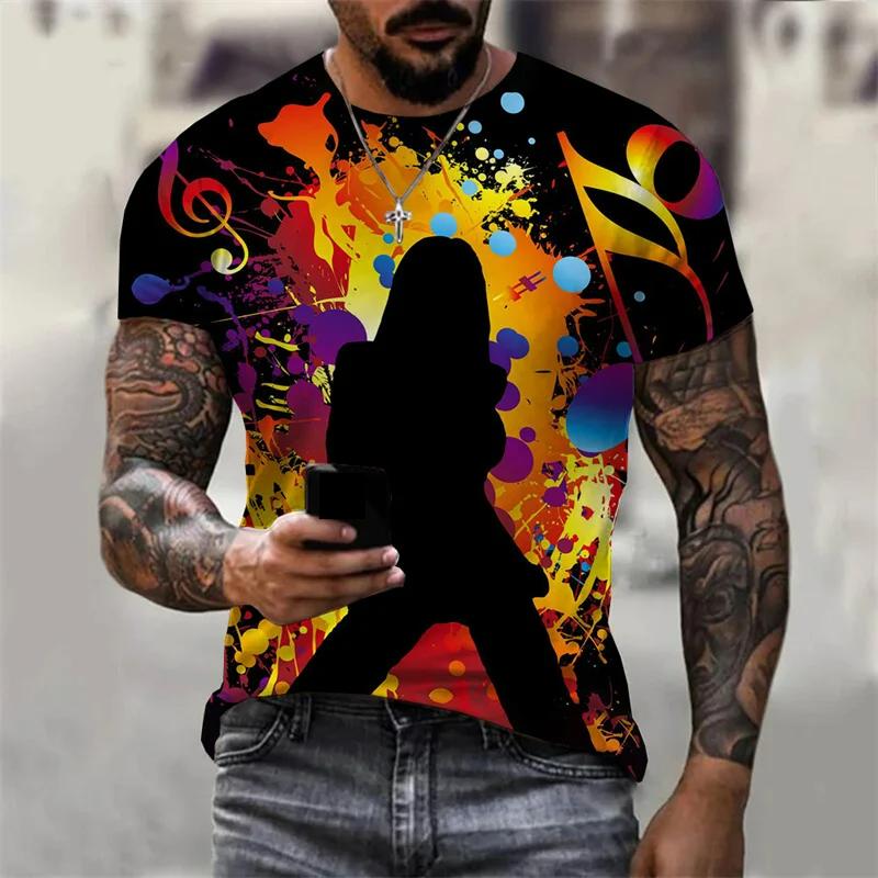 Transmission of love Mode DJ T-shirt voor heren 3D-print T-shirts Disco Korte mouw Zomer Herenkleding Feesttops Casual T-shirt Hiphop Streetwear XL
