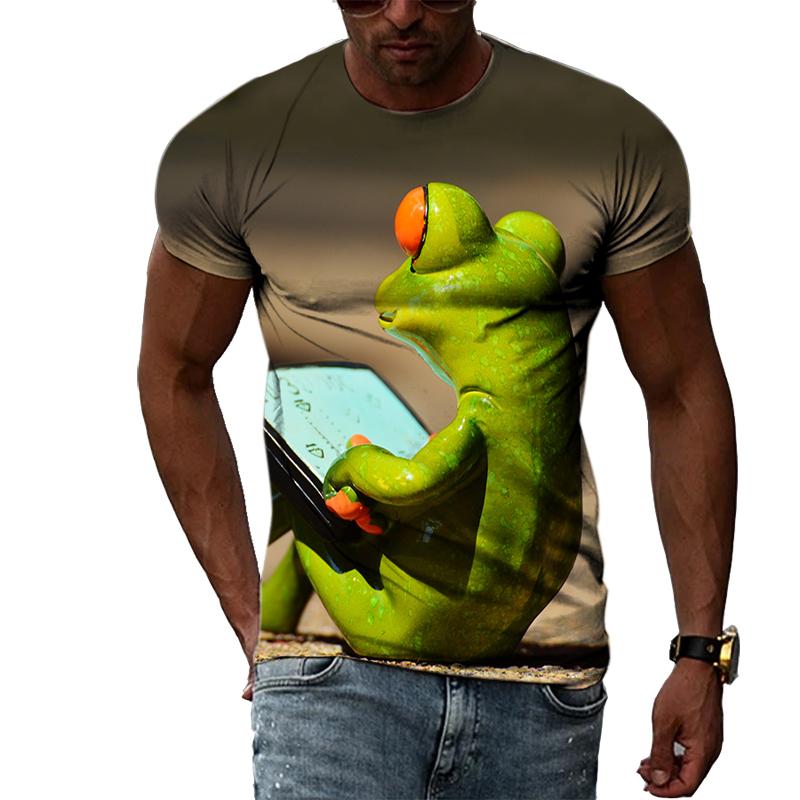 Bobby 2 Hip Hop Grappige Kikker Zomer Nieuw Heren Persoonlijkheid T-shirt 3D Printen Creatieve Trend Korte Mouw Mode Casual Ronde Hals Shirt XXL