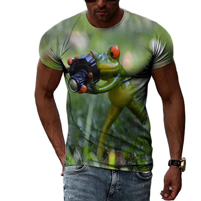 Bobby 2 Hip Hop Grappige Kikker Zomer Nieuw Heren Persoonlijkheid T-shirt 3D Printen Creatieve Trend Korte Mouw Mode Casual Ronde Hals Shirt XXL