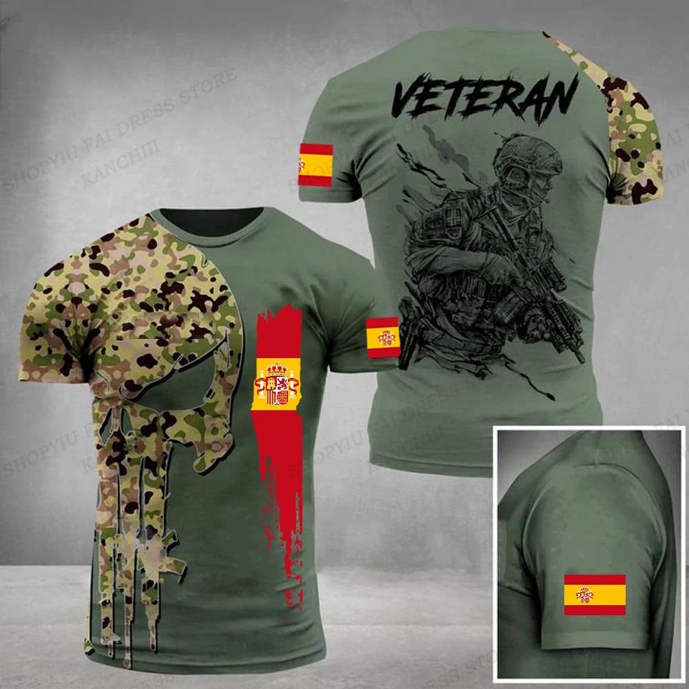 ETST WENDY 005 Zomer Heren T-shirt Spaans LEGER VETERAAN 3D Bedrukt T-shirt Heren Mode Korte Mouw T-shirt Buiten Camouflage Tops Tees Kinderen S