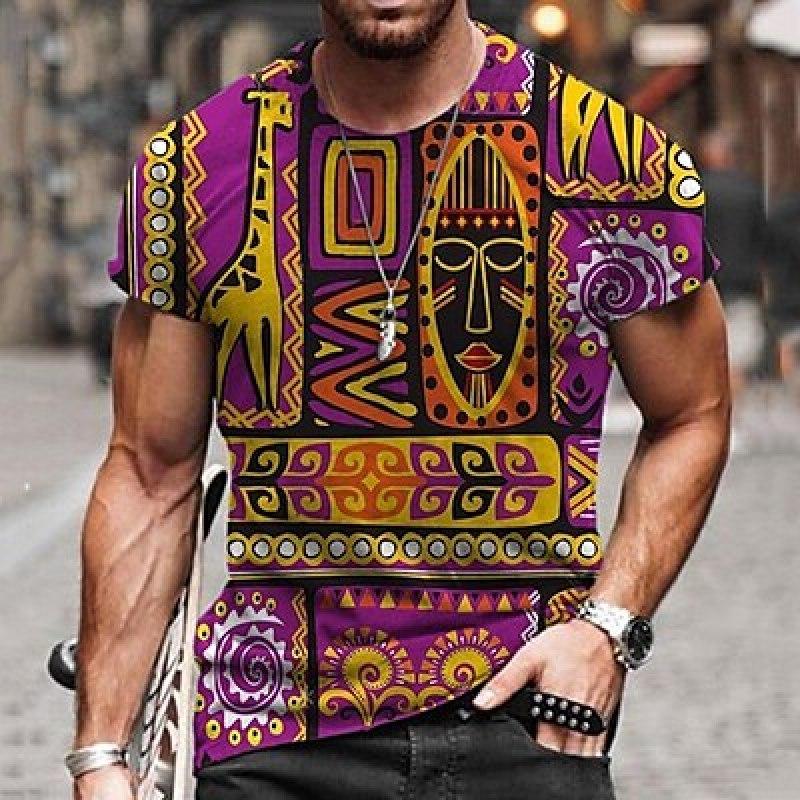 ETST 07 Heren T-shirt T-shirt T-shirt Grafisch Tribal Ronde Hals ABCDE 3D Print Plus Size Casual Dagelijks Korte Mouw Kleding 6XL