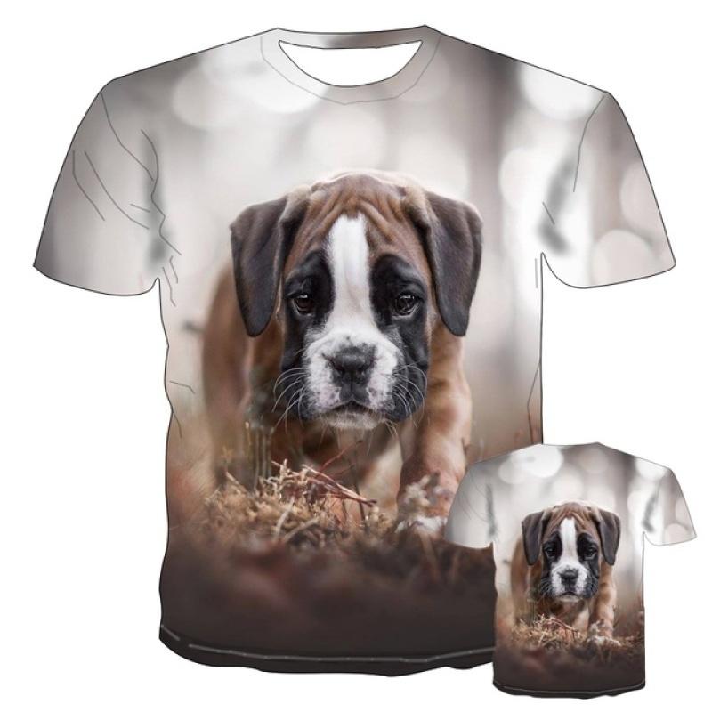 ETST WENDY 05 Nieuwe mode 3D schattige dieren Homme Boxer Dog Street grappige Boxer Dog T-shirts Animal Puppy grafische Tee 2XL