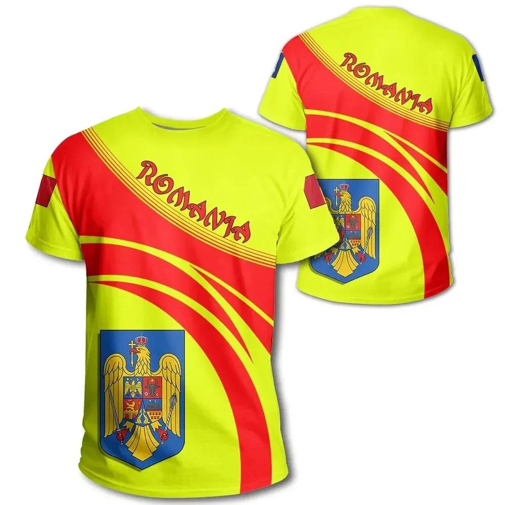 ETST WENDY 005 Roemenië Voetbalshirt Roemeense Vlag Grafische T-shirts voor Mannen Gym Sport T-shirts 3D Voetbalclub Team T-shirt Dameskleding L