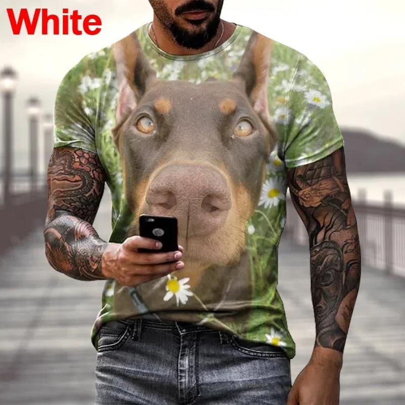 ETST 007 Mode Zomer Hot Sale 3D Doberman Heren Dames T-shirt 3D Print Korte Mouw Ronde Hals Animel Hond Tops T-shirt Tees 3XL