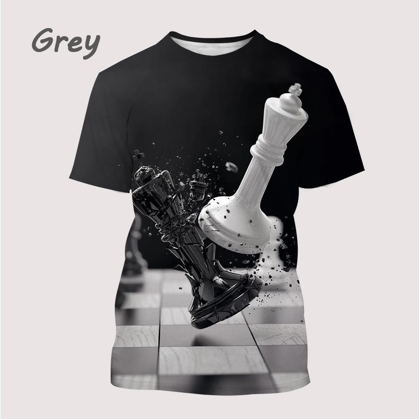 ETST WENDY 005 Grappige Schaak Schaakbord Zwart-Wit 3D Print Heren T-shirts Zomer Harajuku Casual Streetwear T-shirts Unisex Oversized Kleding L