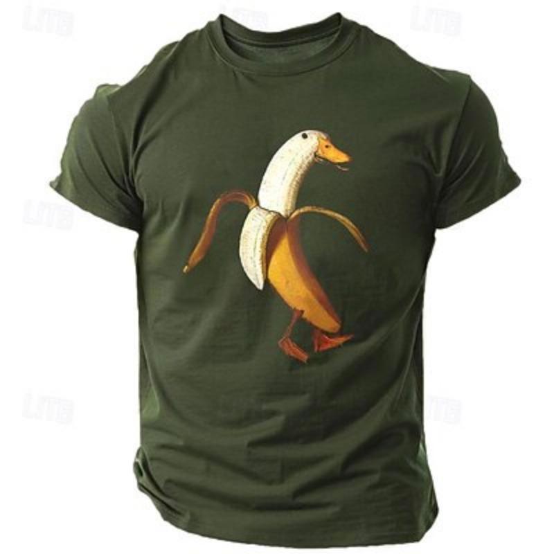 ETST 03 Dier Grappig Eend Zwart Donkergrijs Legergroen T-shirt Tee Heren Grafisch Sport Klassiek Shirt Korte Mouw Tee Zomer Lente Kleding XL