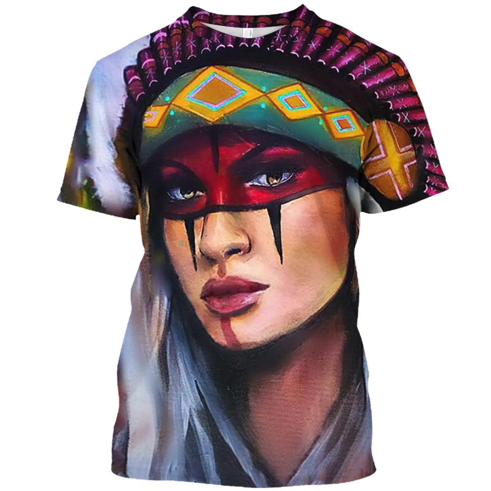ETST 05 Indiase tribale stijl bedrukte zomer heren O-hals T-shirts Casual korte mouwen Oversized trui Mode Streetwear herenkleding 6XL