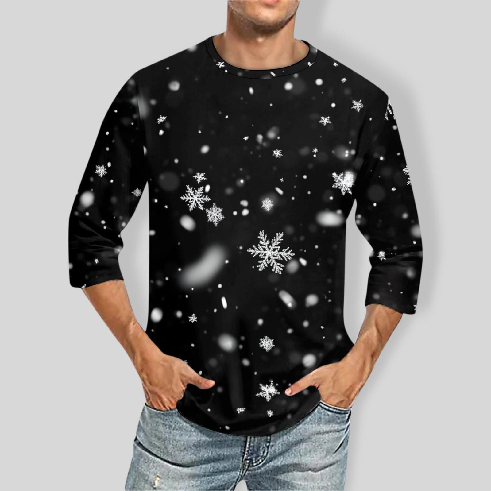 Ximalaya Heren Ronde Hals Driekwart Mouw Top Casual Mode T-shirt L zwart