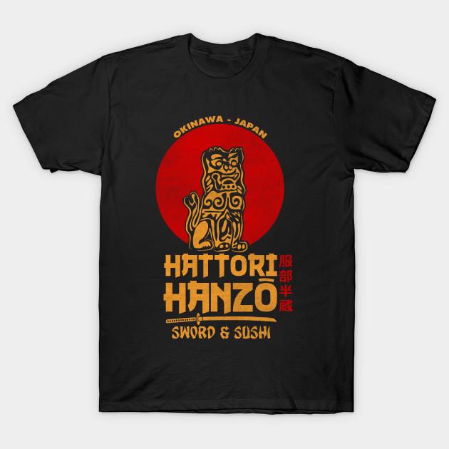 SPORTS TRIP Heren Zwart Print T-shirt Super Groot T-shirt Hattori Hanzo No-Cut Transferpapier Print Katoenen T-shirt L zwart