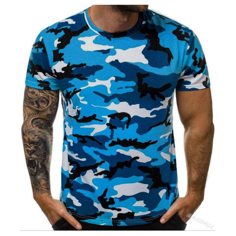 Sunnyway Heren Camouflage T-shirt Sport Fitness Korte Mouw Ronde Hals Vintage Shirt Top 5XL