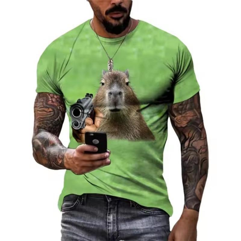 HerSight Leuke Capybara Grafische T-shirt Herenkleding 3D Print Grappige Capy T-shirt Casual Kind y2k Tops Unisex Vrouwen Plus Size T-shirts 6XL