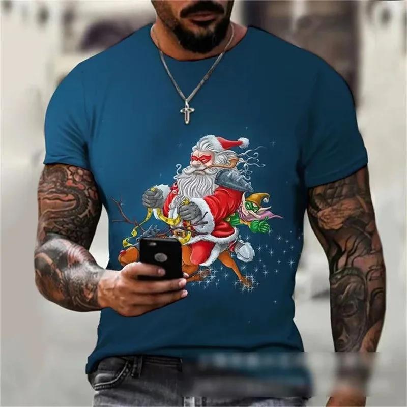 Etst 003 Vrolijk Kerstfeest 3D Geprint T-shirt Eland Sneeuwman Grafische T-shirts Mannen Y2k Vrouwen Vakantiecadeaus Oversized T-shirt Streetwear Tops XS