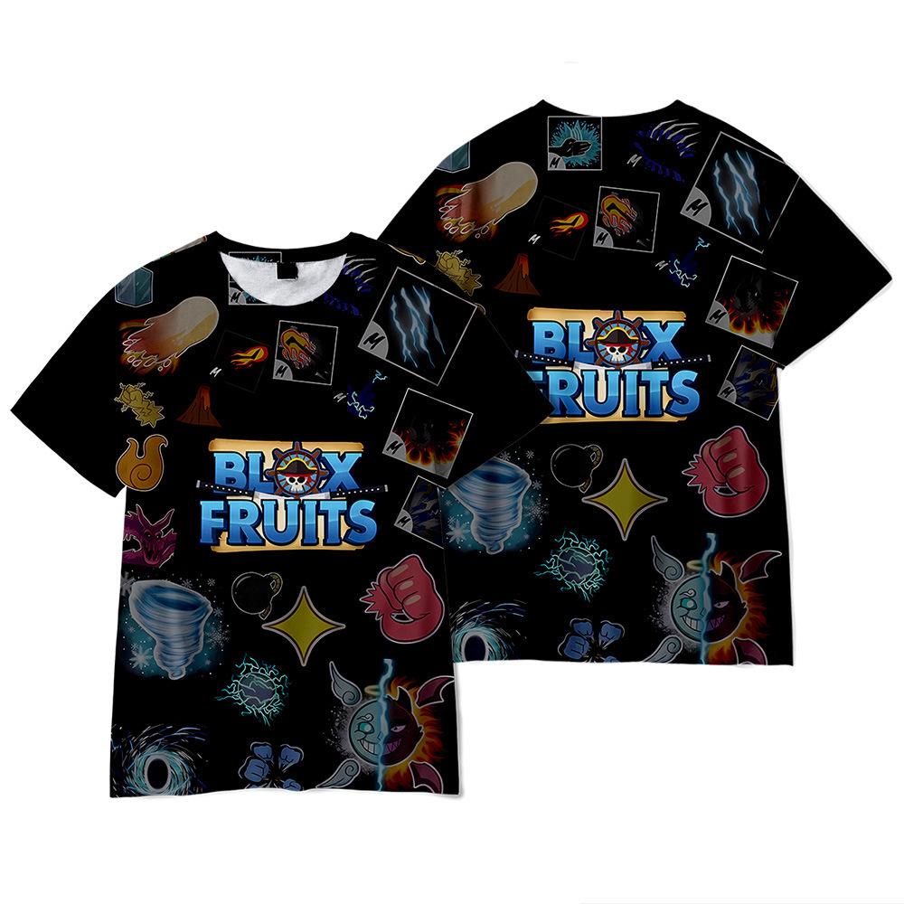 TOP COOL FASHION Grappige Cartoon Blox Fruits T-shirt Cool Heren T-shirt O Hals Casual Unisex Streetwear ROBLOX Anime Mode Tee Camisetas Ropa Hombre XXS