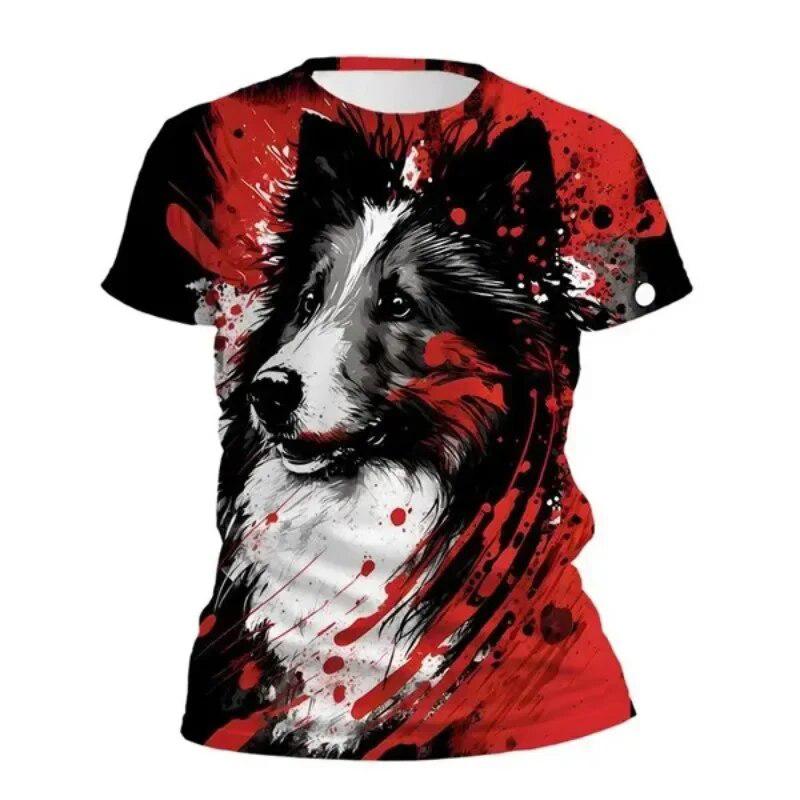 WowClassic Zomer Honden T-shirts Dier 3D Geprint Streetwear Mannen Vrouwen Mode Oversized Korte Mouw O-hals T-shirt Kinderen T-shirts Tops Kleding 160