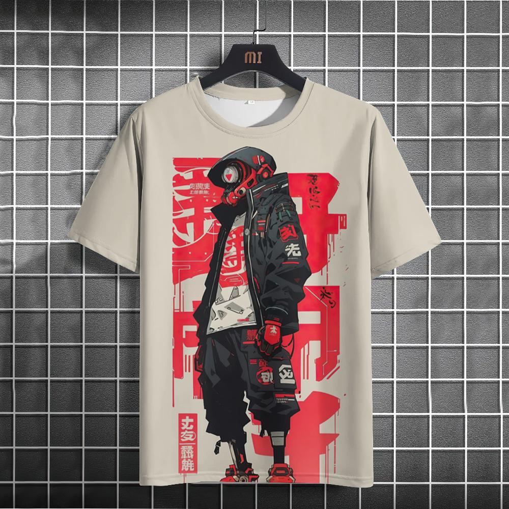 ETST 05 Japans T-shirt voor heren, mechanische karakters, grafische T-shirts, korte mouwen, bedrukte T-shirts, outdoor, oversized herenkleding, tops 6XL