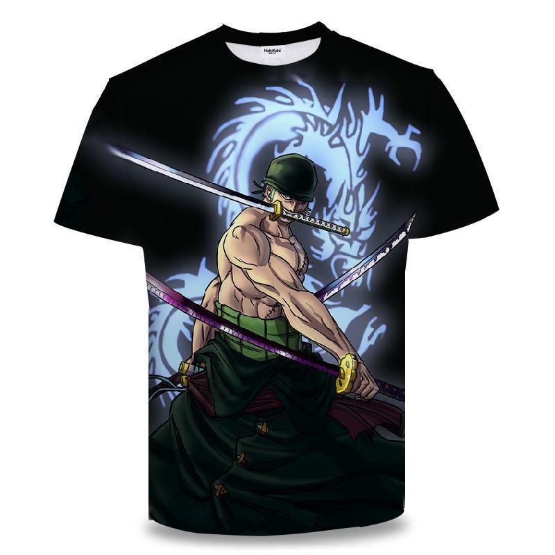Kukebang One Piece Zoro 3D Printing Anime Kleding Heren T-shirt Lente en Zomer Korte Mouw Heren Trendy T-shirt Tops S