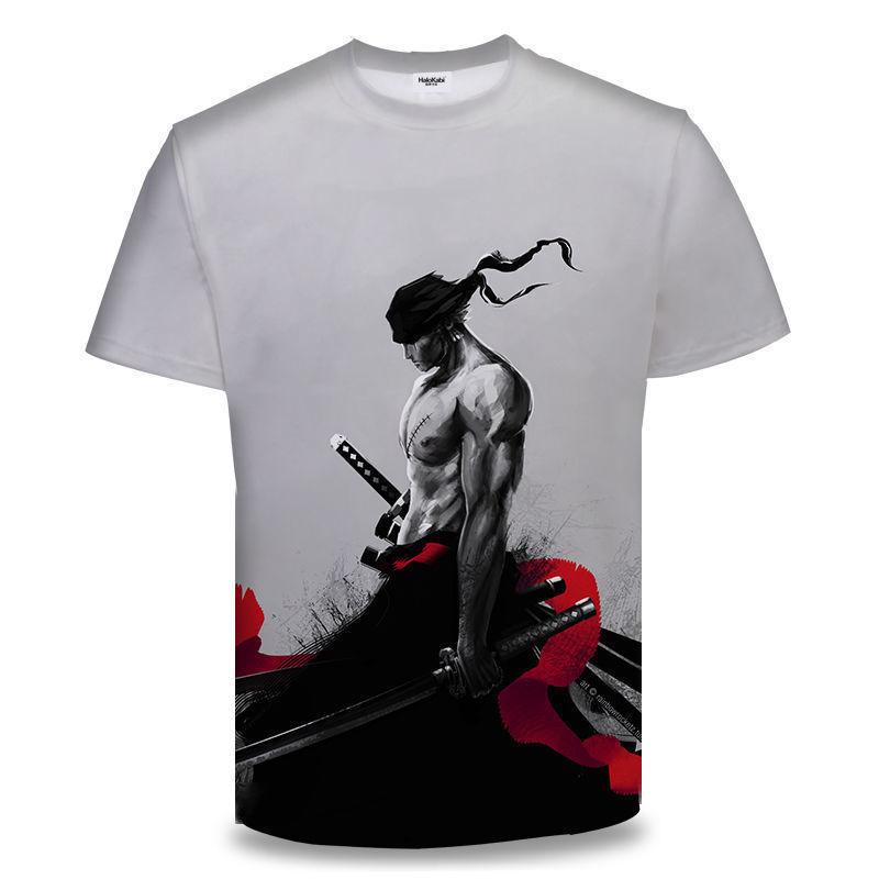 Kukebang One Piece Zoro 3D Printing Anime Kleding Heren T-shirt Lente en Zomer Korte Mouw Heren Trendy T-shirt Tops L