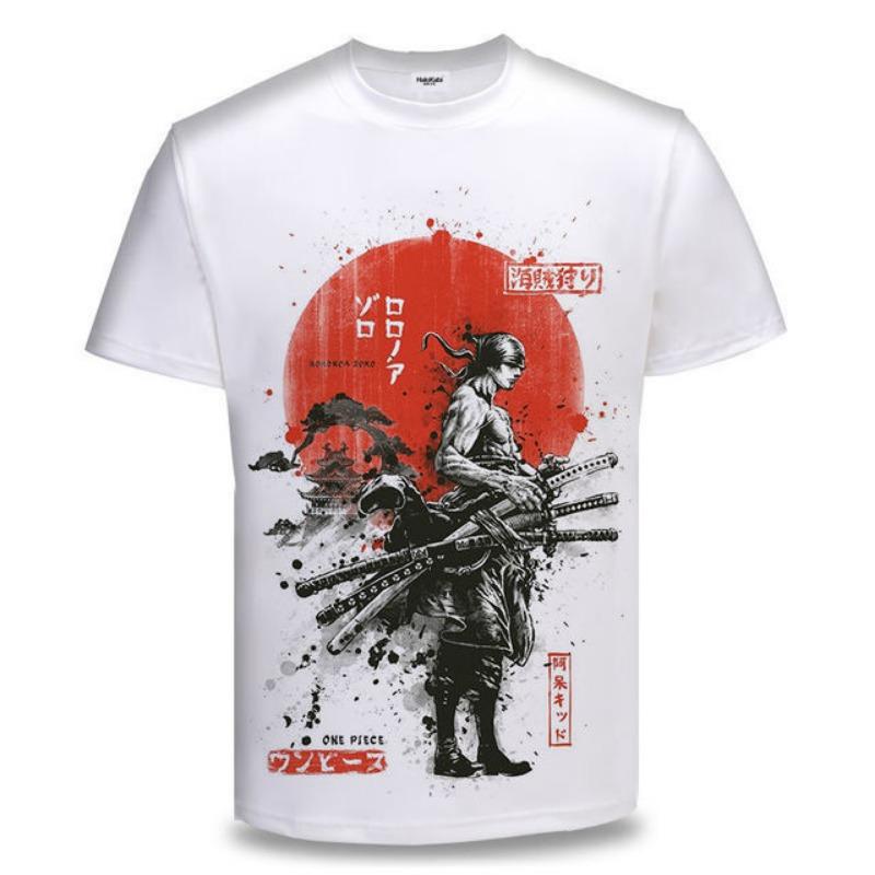 Kukebang One Piece Zoro 3D Printing Anime Kleding Heren T-shirt Lente en Zomer Korte Mouw Heren Trendy T-shirt Tops M